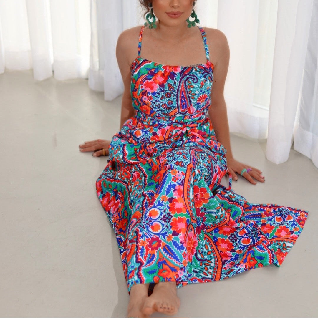 Backless halter neck dress